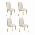 Lot de 4 chaises de salle à manger beige en polyester avec pieds en acier 88 x 44 x 55 cm