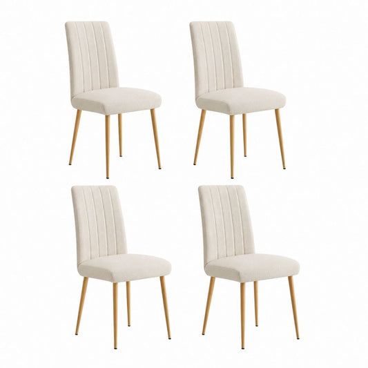 Lot de 4 chaises de salle à manger beige en polyester avec pieds en acier 88 x 44 x 55 cm