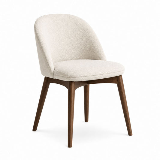 Chaise de salle à manger beige en polyester bouclette et bois massif 50 x 58 x 82 cm