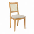Chaise de salle à manger en chêne massif naturel avec dossier en rotin et assise en polyester beige 45 x 55 x 97 cm