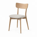 Chaise de salle à manger en chêne massif naturel avec assise rembourrée beige 48 x 54 x 78 cm