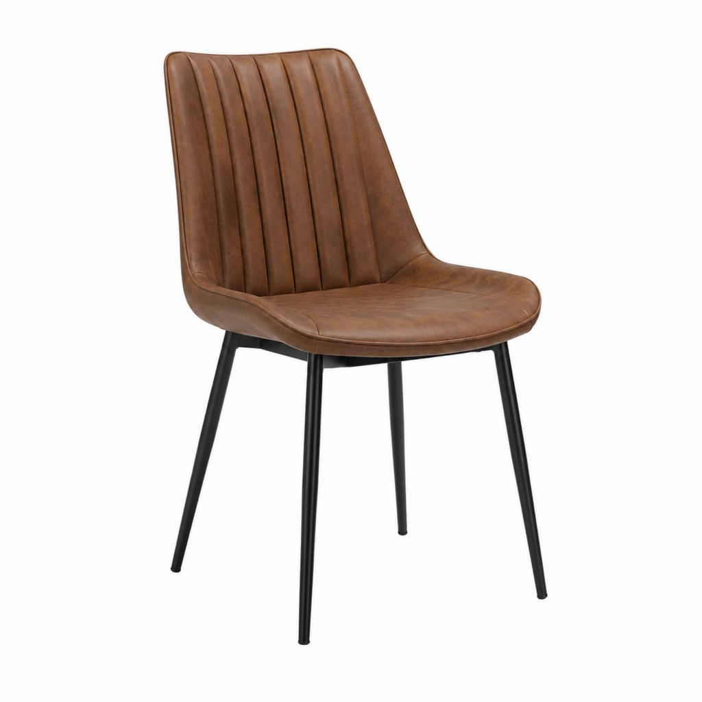 Chaise de salle à manger marron en similicuir PU avec pieds en acier 86 x 49 x 58 cm