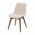 Chaise de salle à manger beige en polyester avec pieds en bois massif 48 x 58 x 88 cm