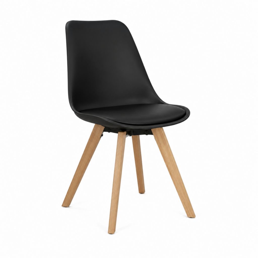 Chaise de salle à manger noire en polypropylène et hêtre massif 82 x 48 x 54 cm