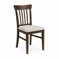 Chaise de salle à manger marron en bois massif assise rectangulaire beige en polyester 45 x 55 x 95 cm