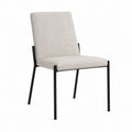 Chaise de salle à manger beige en polyester avec structure en acier noir 48 x 57 x 87 cm