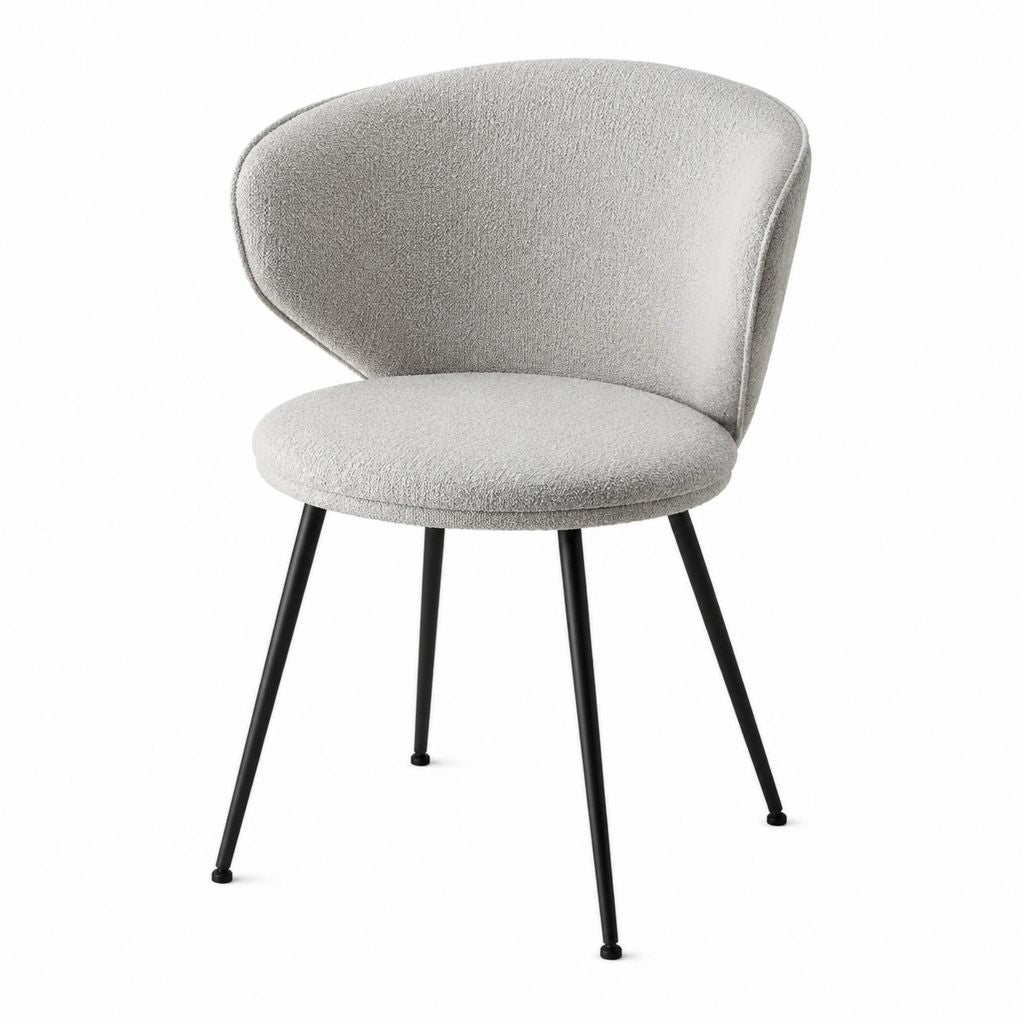 Chaise de salle à manger grise en polyester forme arrondie pieds en acier 58 x 56 x 78 cm