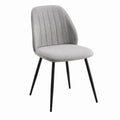 Chaise de salle à manger grise en polyester avec pieds en acier noir 48 x 55 x 83 cm