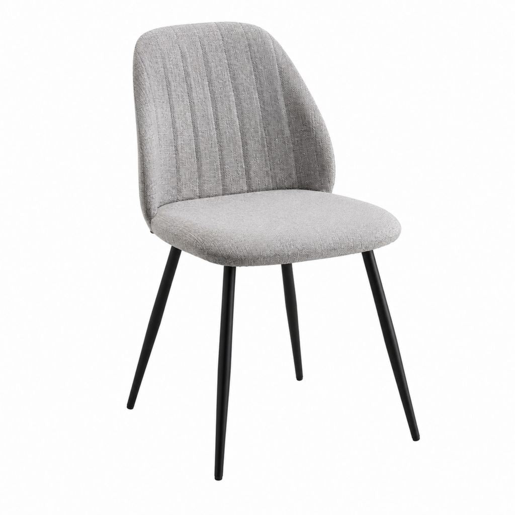 Chaise de salle à manger grise en polyester avec pieds en acier noir 48 x 55 x 83 cm