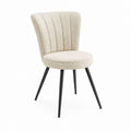 Chaise de salle à manger beige en polyester bouclette avec assise ronde 48 x 55 x 85 cm