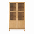 Vitrine 2 portes en chêne naturel et verre rectangulaire 100 x 40 x 190 cm