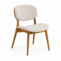 Chaise de salle à manger beige en chêne massif avec assise rembourrée 80 x 55 x 52 cm