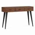Console d’entrée rectangulaire à 3 tiroirs brun noyer et noir en MDF plaqué noyer 120 x 40 x 80 cm