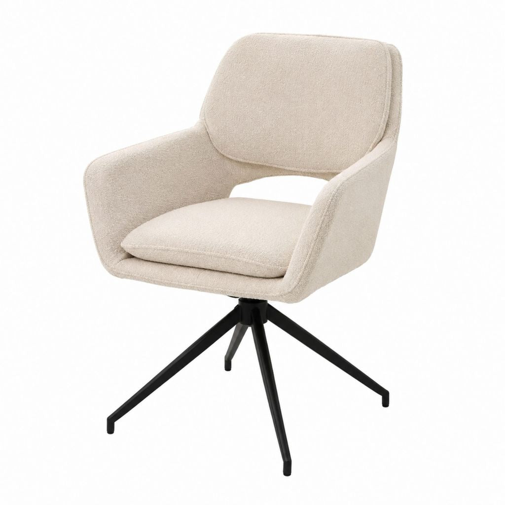 Chaise de salle à manger pivotante beige en polyester avec pieds en acier 60 x 62 x 86 cm