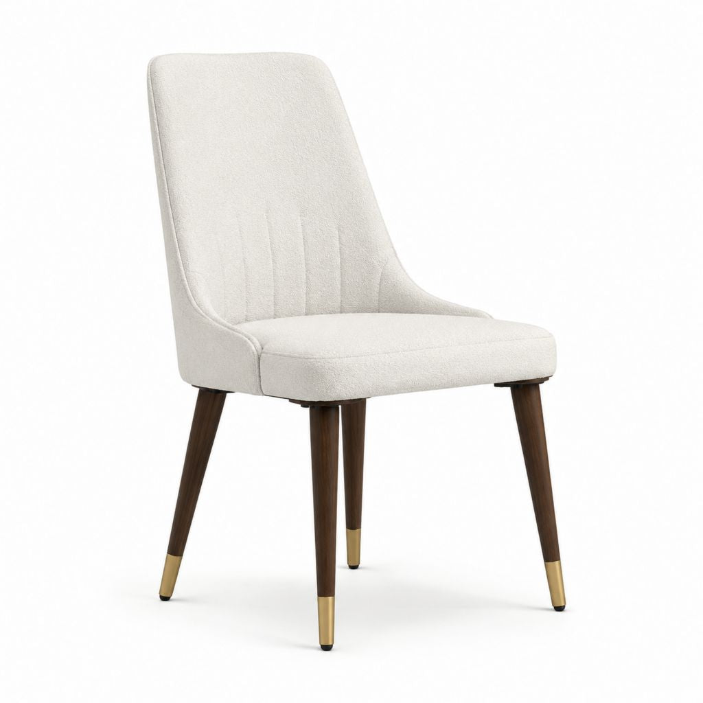 Chaise de salle à manger beige en polyester bouclé et bois d'hévéa 58 x 63 x 86 cm