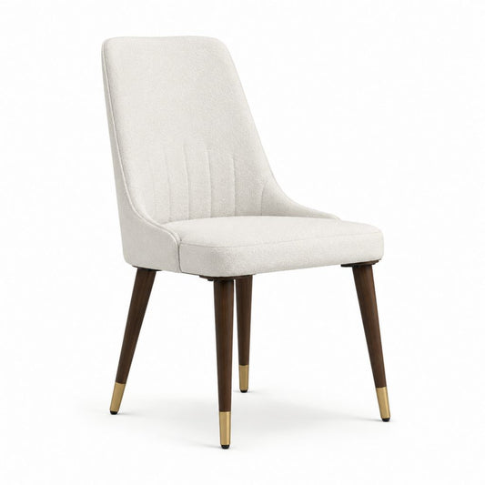 Chaise de salle à manger beige en polyester bouclé et bois d'hévéa 58 x 63 x 86 cm
