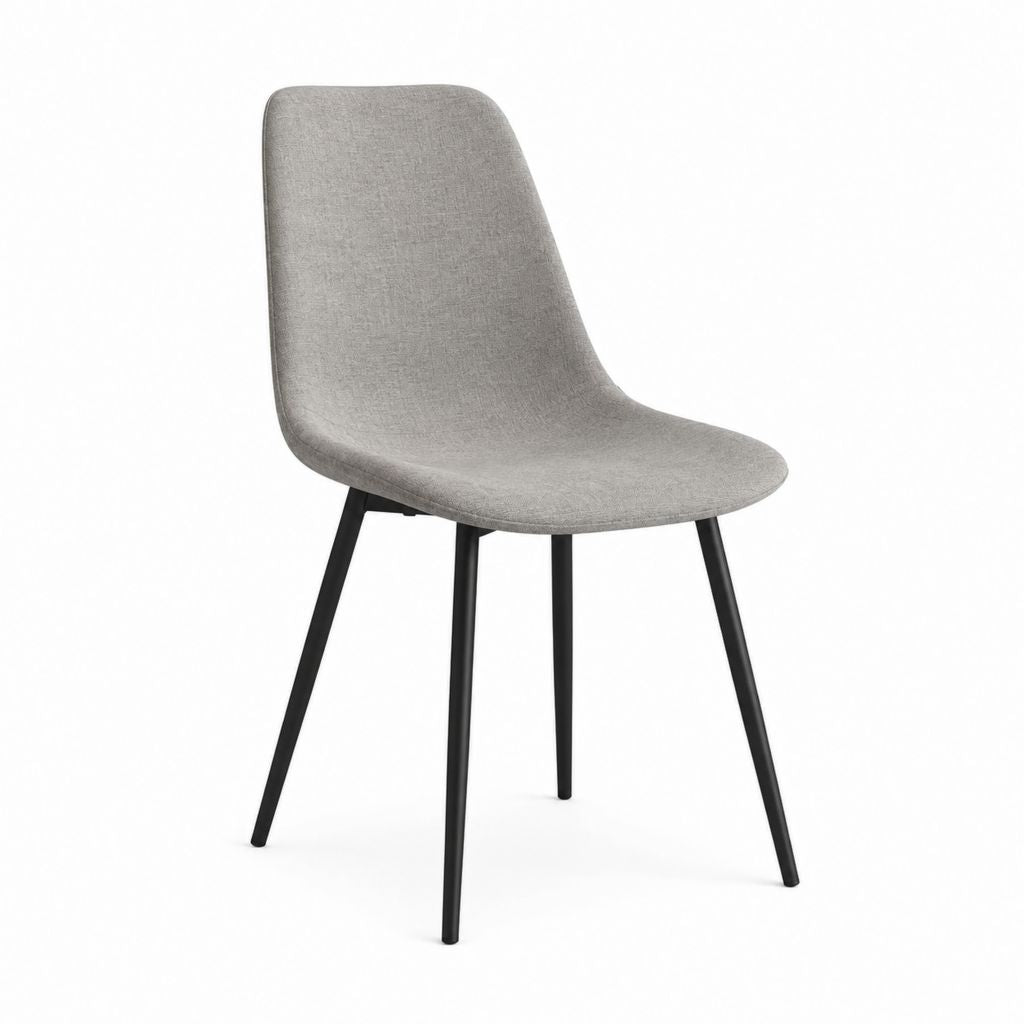 Chaise de salle à manger grise en polyester et acier à dossier arrondi 46 x 54 x 85 cm